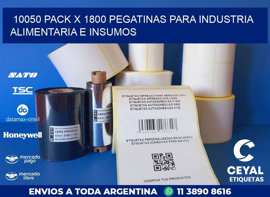 10050 PACK X 1800 PEGATINAS PARA INDUSTRIA ALIMENTARIA E INSUMOS