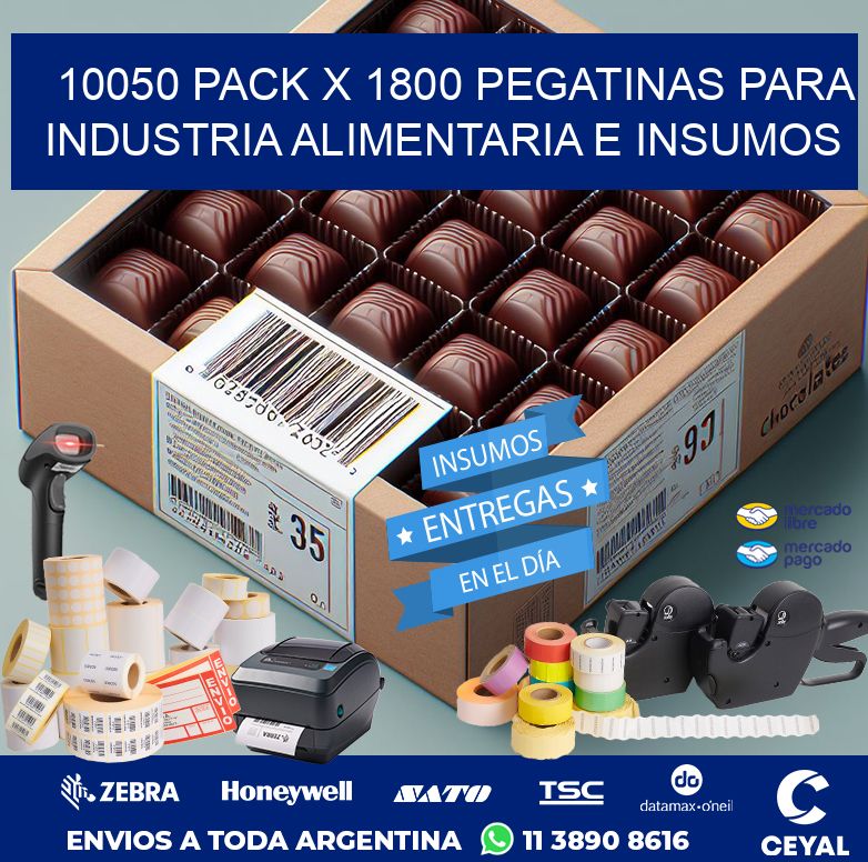 10050 PACK X 1800 PEGATINAS PARA INDUSTRIA ALIMENTARIA E INSUMOS