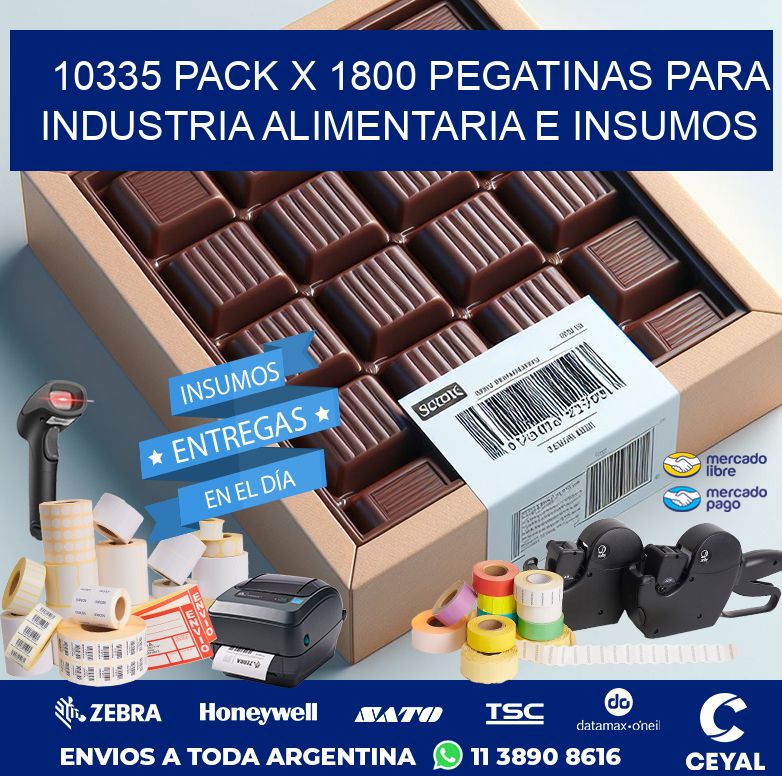 10335 PACK X 1800 PEGATINAS PARA INDUSTRIA ALIMENTARIA E INSUMOS