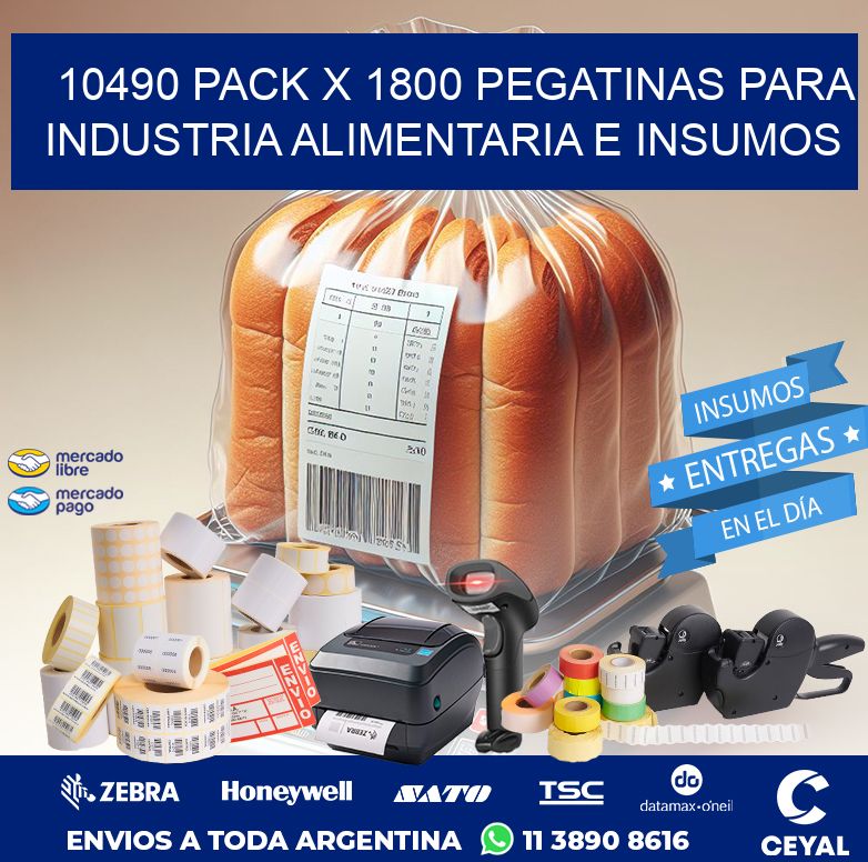 10490 PACK X 1800 PEGATINAS PARA INDUSTRIA ALIMENTARIA E INSUMOS