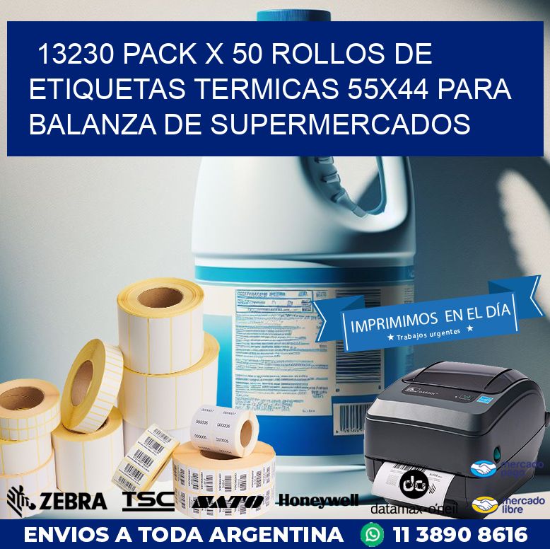 13230 PACK X 50 ROLLOS DE ETIQUETAS TERMICAS 55X44 PARA BALANZA DE SUPERMERCADOS