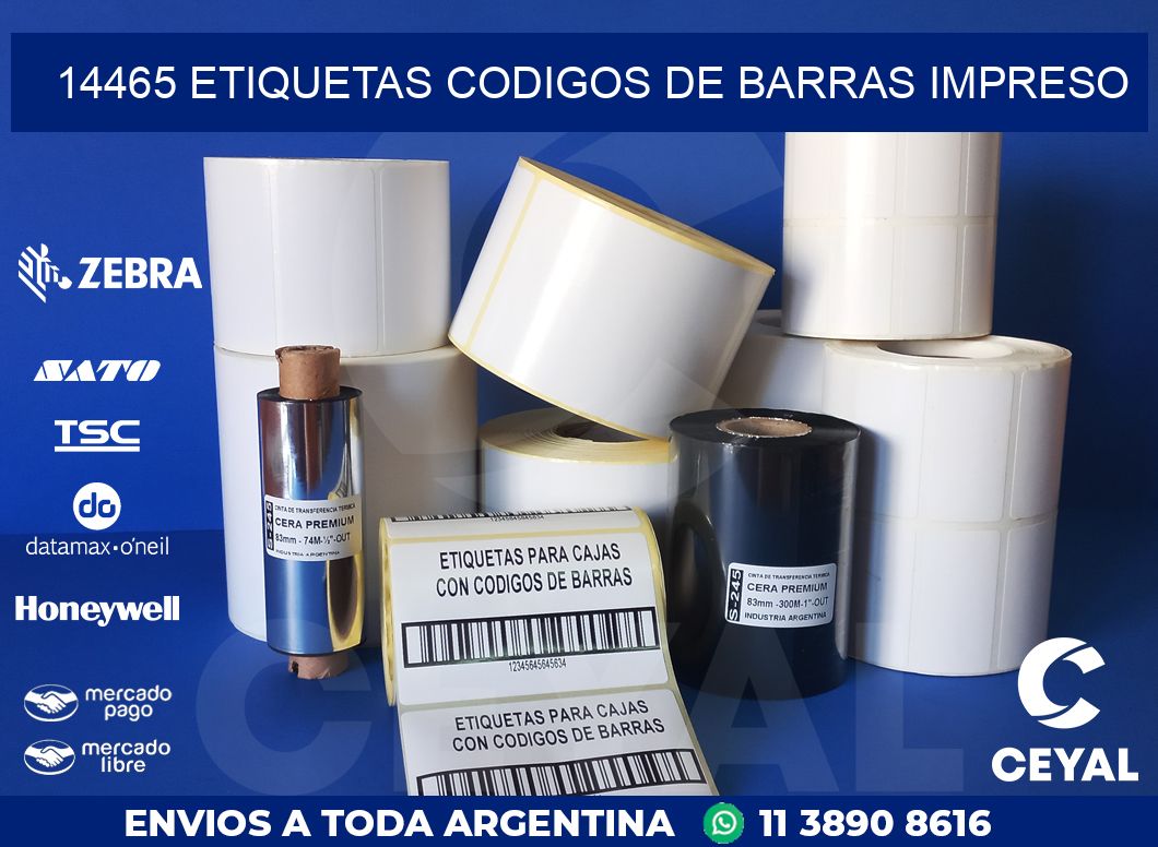 14465 ETIQUETAS CODIGOS DE BARRAS IMPRESO