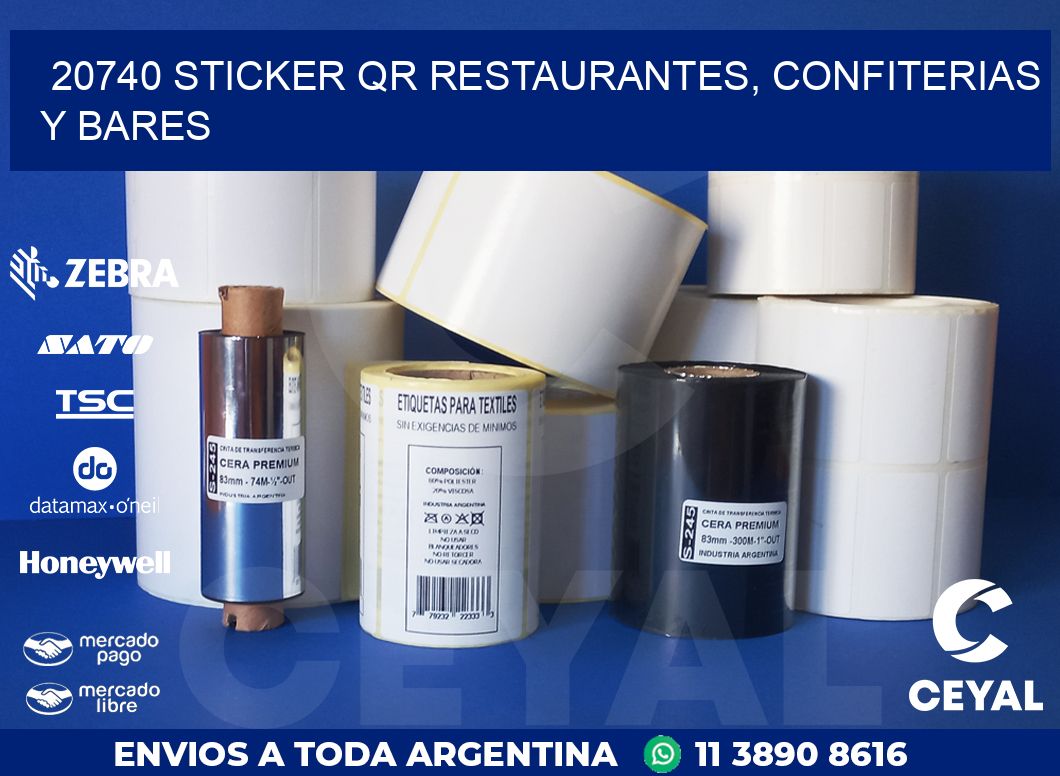 20740 STICKER QR RESTAURANTES, CONFITERIAS Y BARES