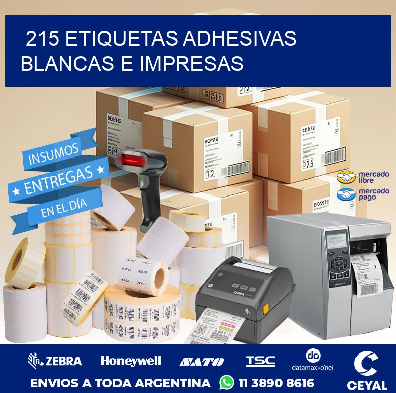 215 ETIQUETAS ADHESIVAS BLANCAS E IMPRESAS