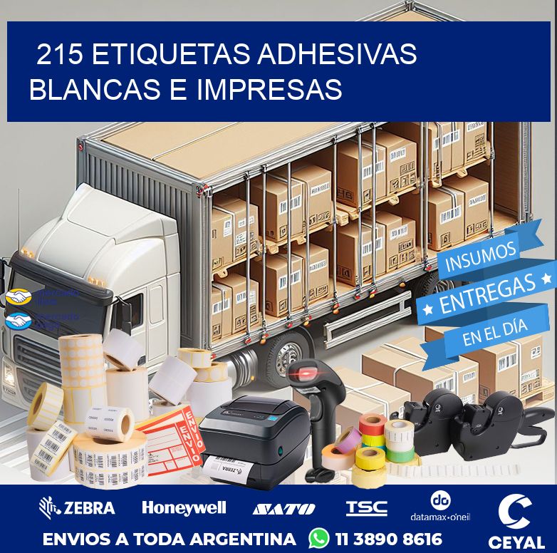 215 ETIQUETAS ADHESIVAS BLANCAS E IMPRESAS