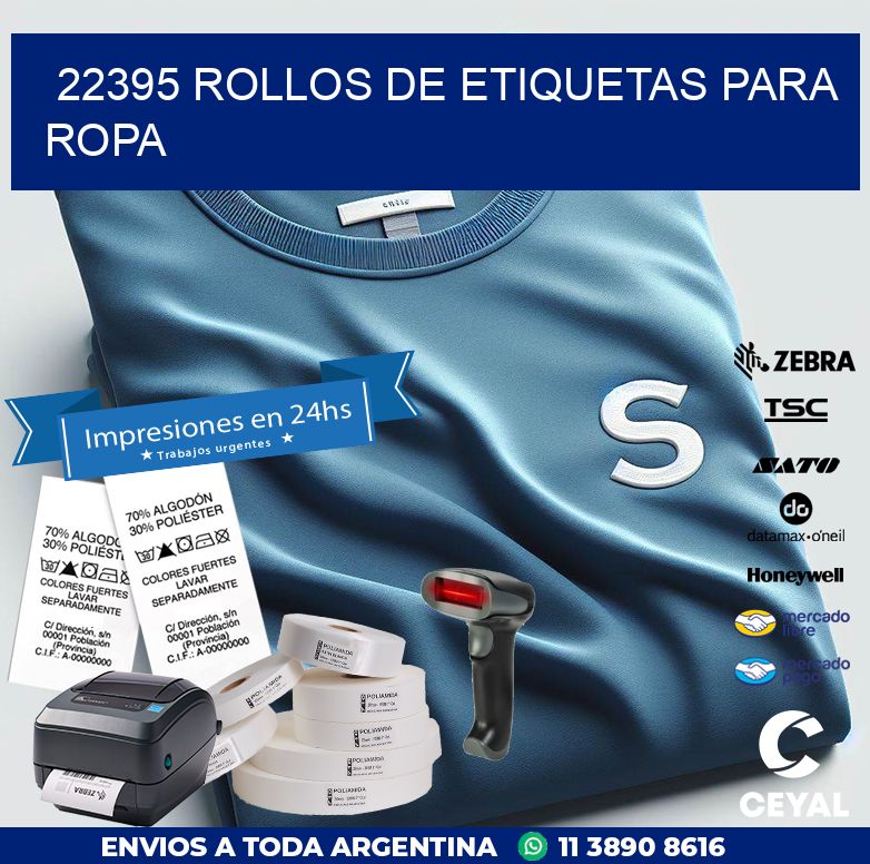 22395 ROLLOS DE ETIQUETAS PARA ROPA