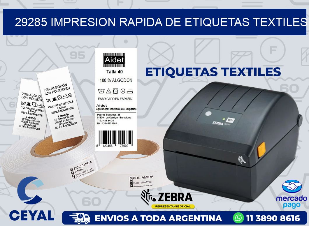 29285 IMPRESION RAPIDA DE ETIQUETAS TEXTILES