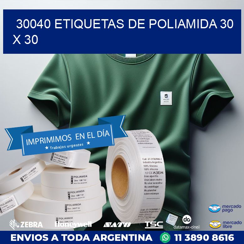 30040 ETIQUETAS DE POLIAMIDA 30 X 30