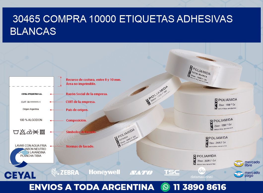 30465 COMPRA 10000 ETIQUETAS ADHESIVAS BLANCAS