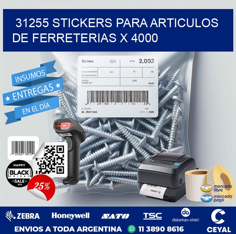 31255 STICKERS PARA ARTICULOS DE FERRETERIAS X 4000