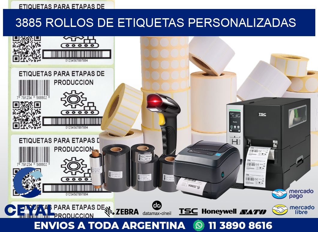 3885 ROLLOS DE ETIQUETAS PERSONALIZADAS