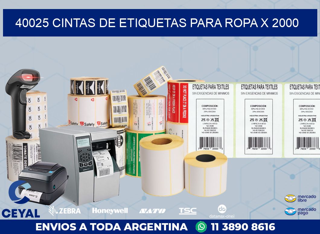 40025 CINTAS DE ETIQUETAS PARA ROPA X 2000