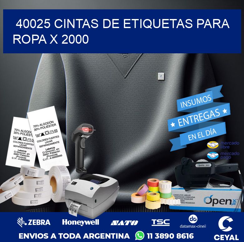 40025 CINTAS DE ETIQUETAS PARA ROPA X 2000