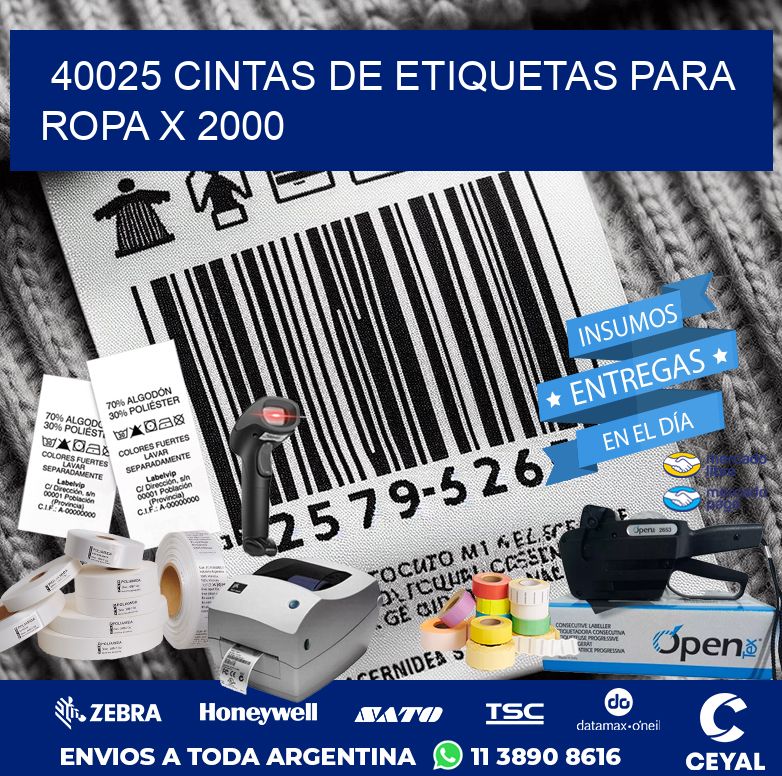 40025 CINTAS DE ETIQUETAS PARA ROPA X 2000