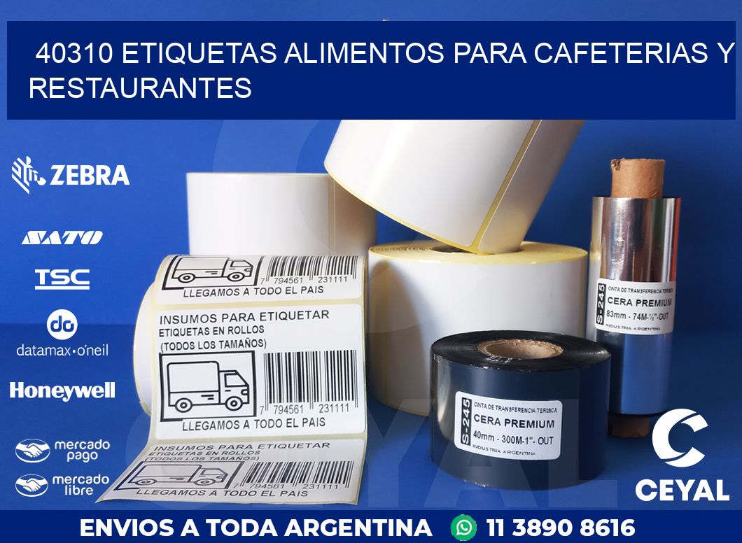 40310 ETIQUETAS ALIMENTOS PARA CAFETERIAS Y RESTAURANTES