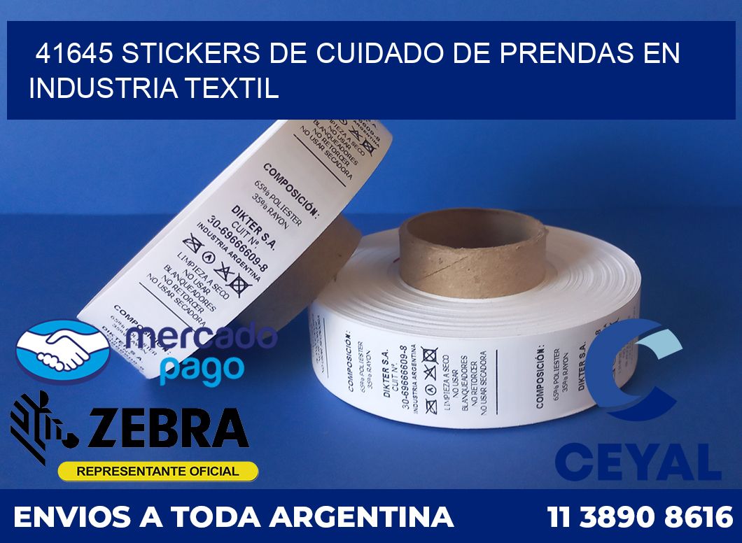 41645 STICKERS DE CUIDADO DE PRENDAS EN INDUSTRIA TEXTIL