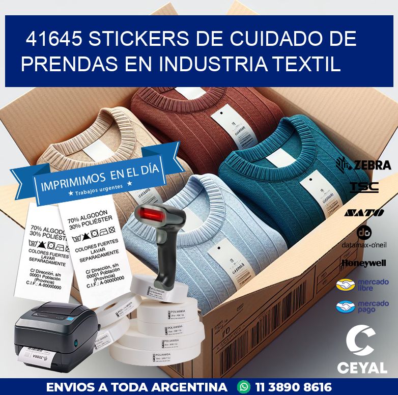 41645 STICKERS DE CUIDADO DE PRENDAS EN INDUSTRIA TEXTIL