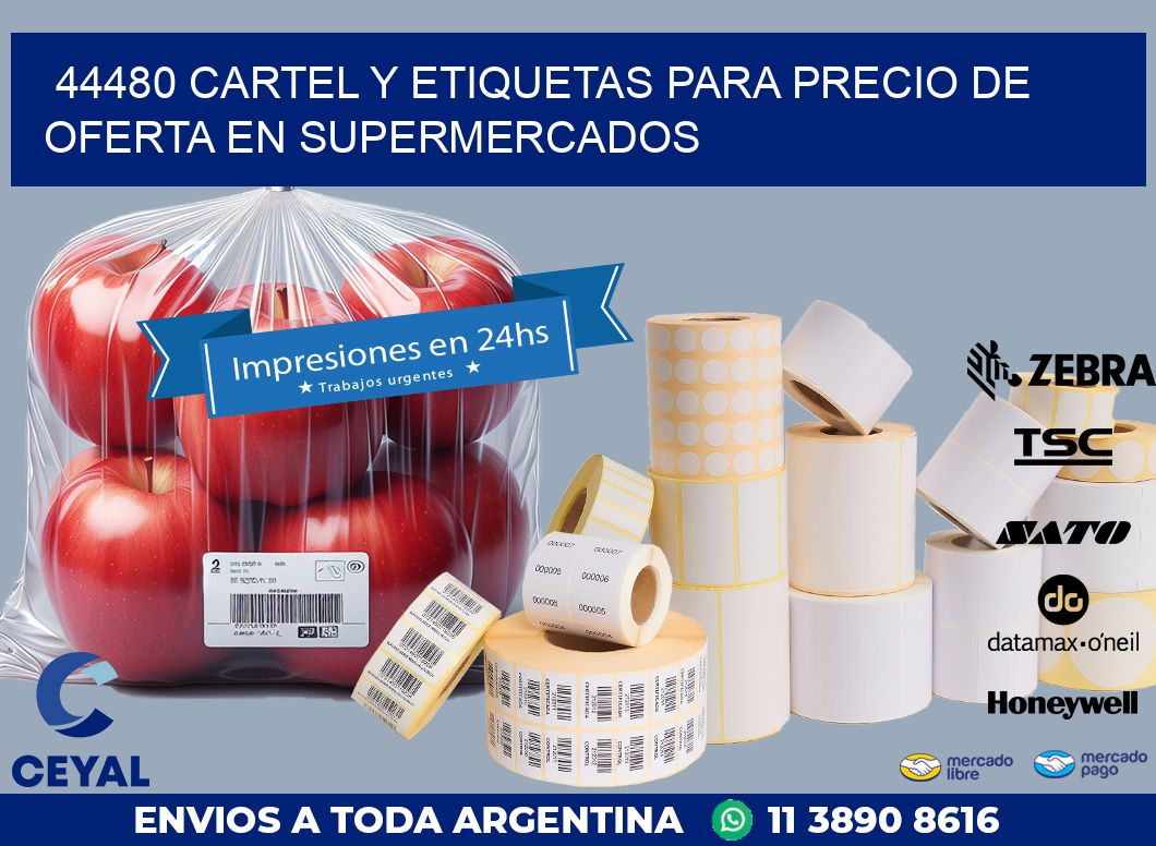 44480 CARTEL Y ETIQUETAS PARA PRECIO DE OFERTA EN SUPERMERCADOS