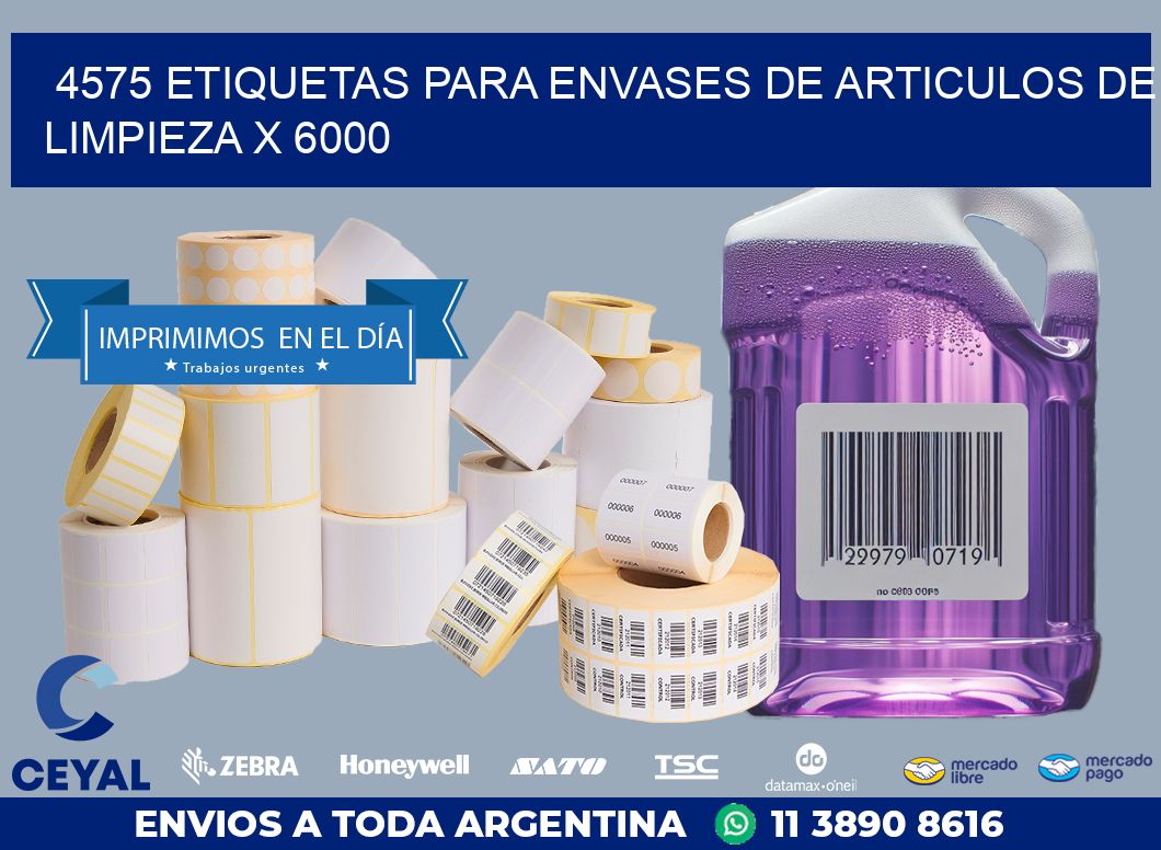 4575 ETIQUETAS PARA ENVASES DE ARTICULOS DE LIMPIEZA X 6000