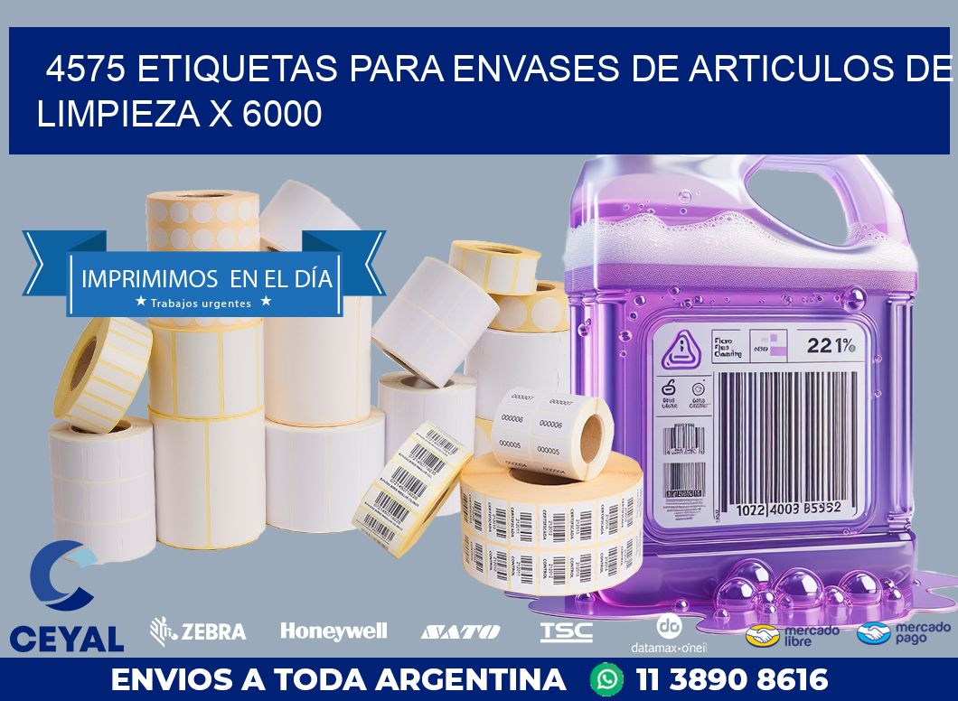 4575 ETIQUETAS PARA ENVASES DE ARTICULOS DE LIMPIEZA X 6000