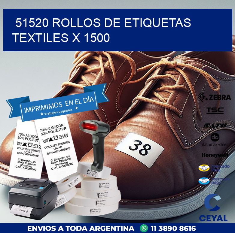 51520 ROLLOS DE ETIQUETAS TEXTILES X 1500