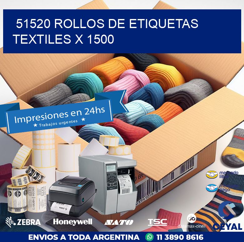 51520 ROLLOS DE ETIQUETAS TEXTILES X 1500