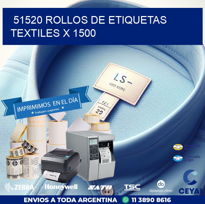 51520 ROLLOS DE ETIQUETAS TEXTILES X 1500