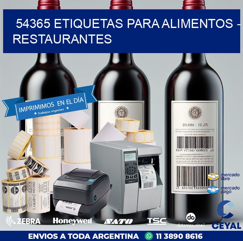 54365 ETIQUETAS PARA ALIMENTOS - RESTAURANTES