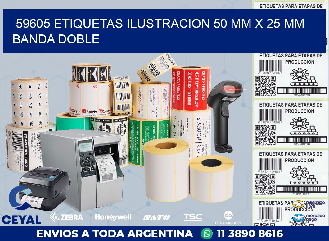 59605 ETIQUETAS ILUSTRACION 50 MM X 25 MM BANDA DOBLE