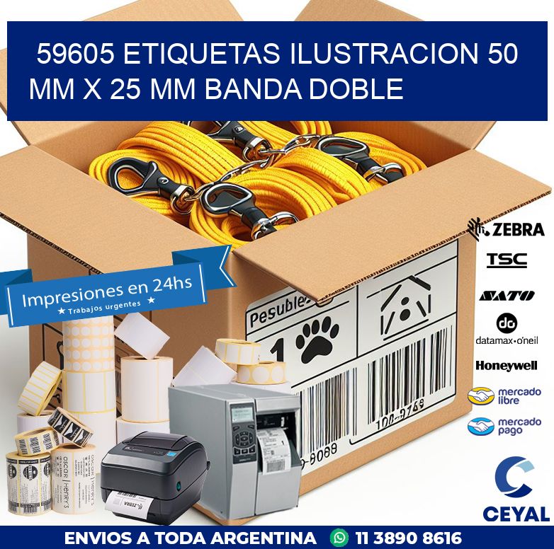 59605 ETIQUETAS ILUSTRACION 50 MM X 25 MM BANDA DOBLE