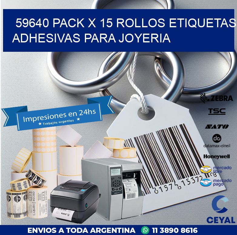 59640 PACK X 15 ROLLOS ETIQUETAS ADHESIVAS PARA JOYERIA