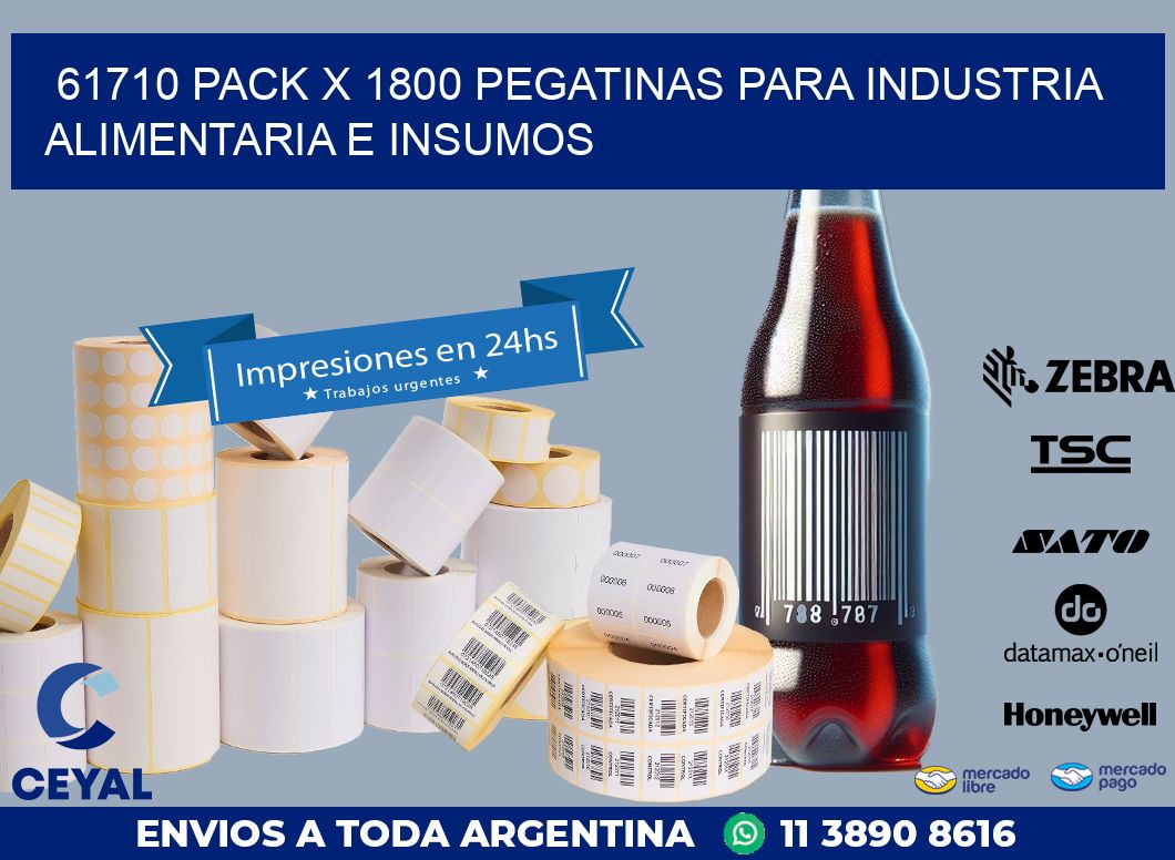 61710 PACK X 1800 PEGATINAS PARA INDUSTRIA ALIMENTARIA E INSUMOS