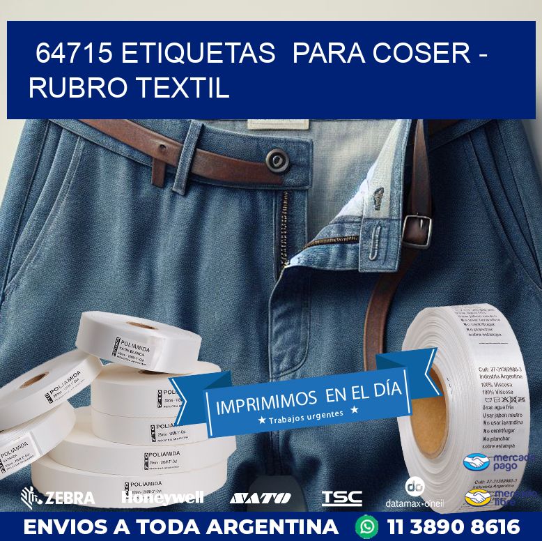 64715 ETIQUETAS  PARA COSER - RUBRO TEXTIL