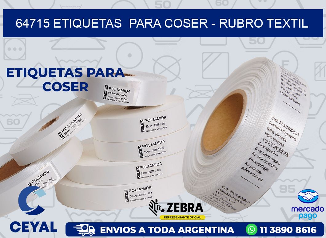 64715 ETIQUETAS  PARA COSER - RUBRO TEXTIL