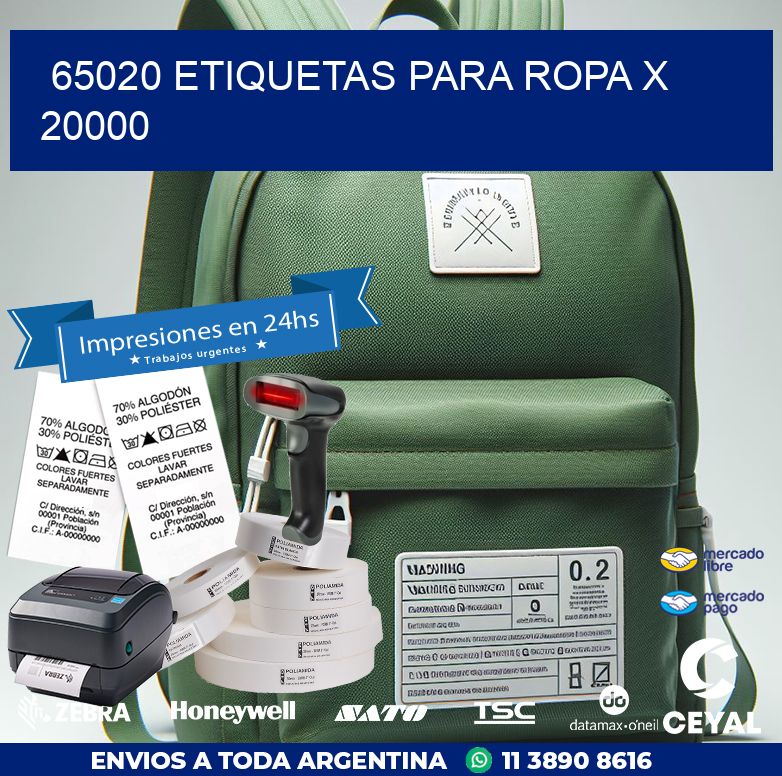 65020 ETIQUETAS PARA ROPA X 20000