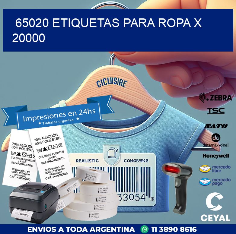 65020 ETIQUETAS PARA ROPA X 20000