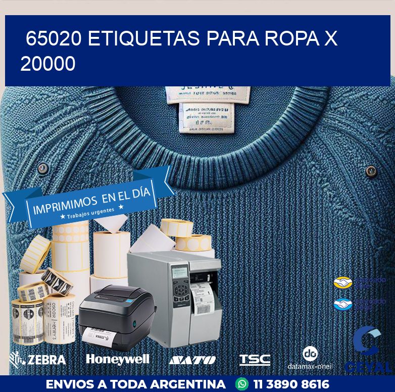 65020 ETIQUETAS PARA ROPA X 20000