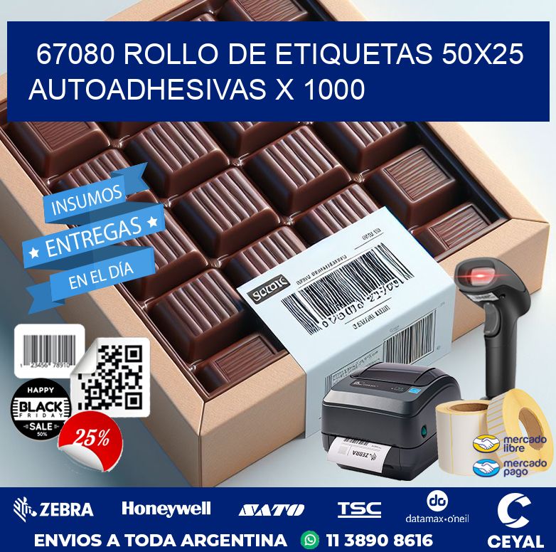 67080 ROLLO DE ETIQUETAS 50X25 AUTOADHESIVAS X 1000