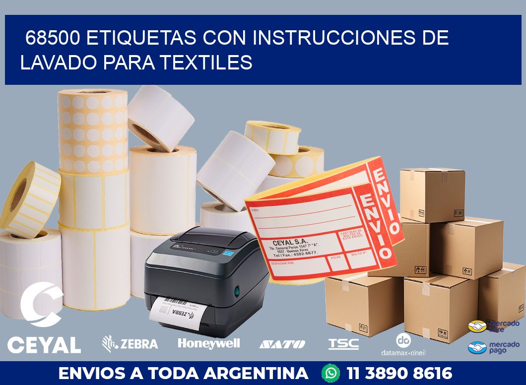 68500 ETIQUETAS CON INSTRUCCIONES DE LAVADO PARA TEXTILES