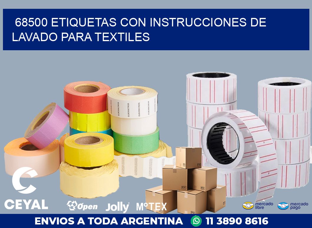 68500 ETIQUETAS CON INSTRUCCIONES DE LAVADO PARA TEXTILES