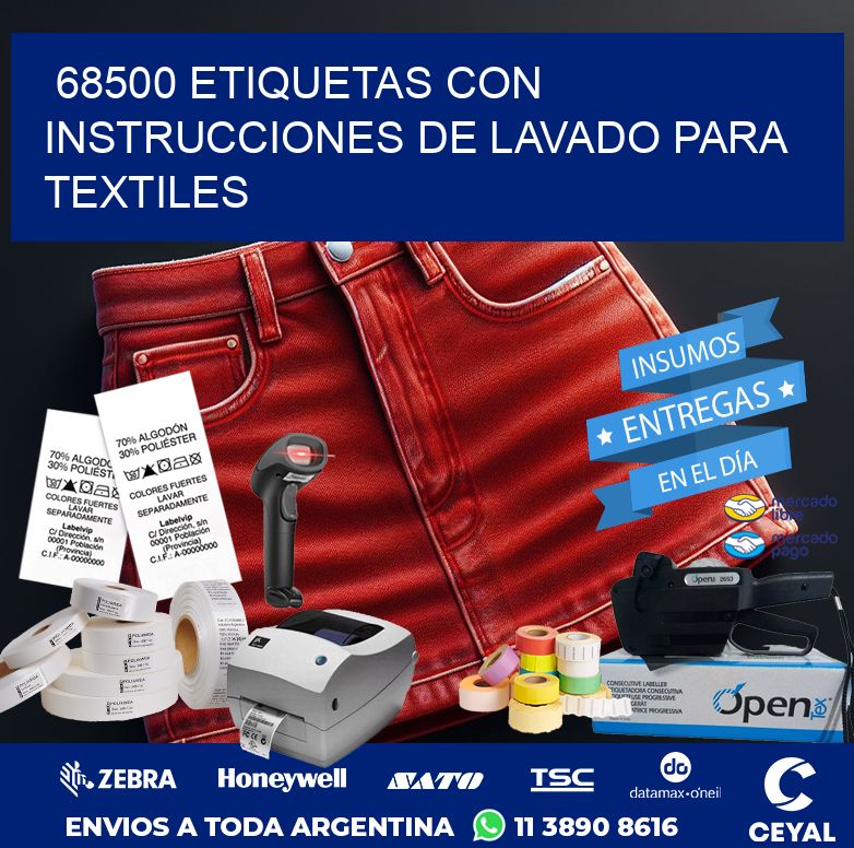 68500 ETIQUETAS CON INSTRUCCIONES DE LAVADO PARA TEXTILES