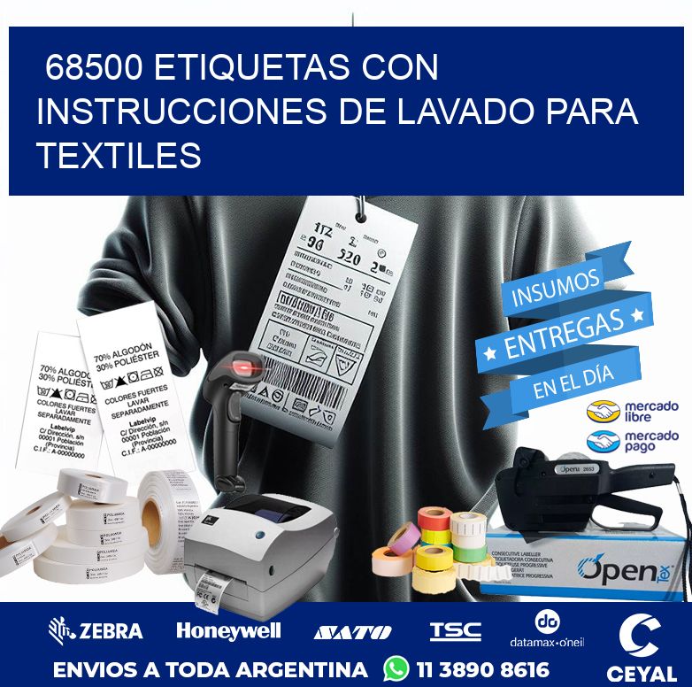 68500 ETIQUETAS CON INSTRUCCIONES DE LAVADO PARA TEXTILES