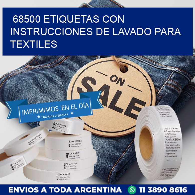 68500 ETIQUETAS CON INSTRUCCIONES DE LAVADO PARA TEXTILES