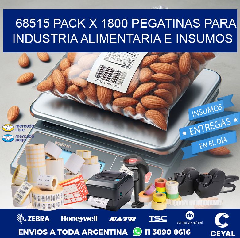 68515 PACK X 1800 PEGATINAS PARA INDUSTRIA ALIMENTARIA E INSUMOS