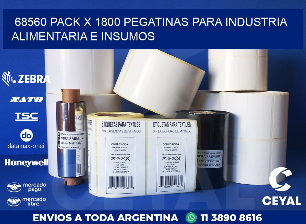 68560 PACK X 1800 PEGATINAS PARA INDUSTRIA ALIMENTARIA E INSUMOS