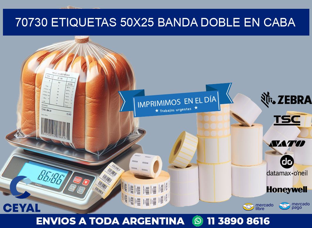 70730 ETIQUETAS 50X25 BANDA DOBLE EN CABA