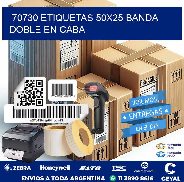 70730 ETIQUETAS 50X25 BANDA DOBLE EN CABA