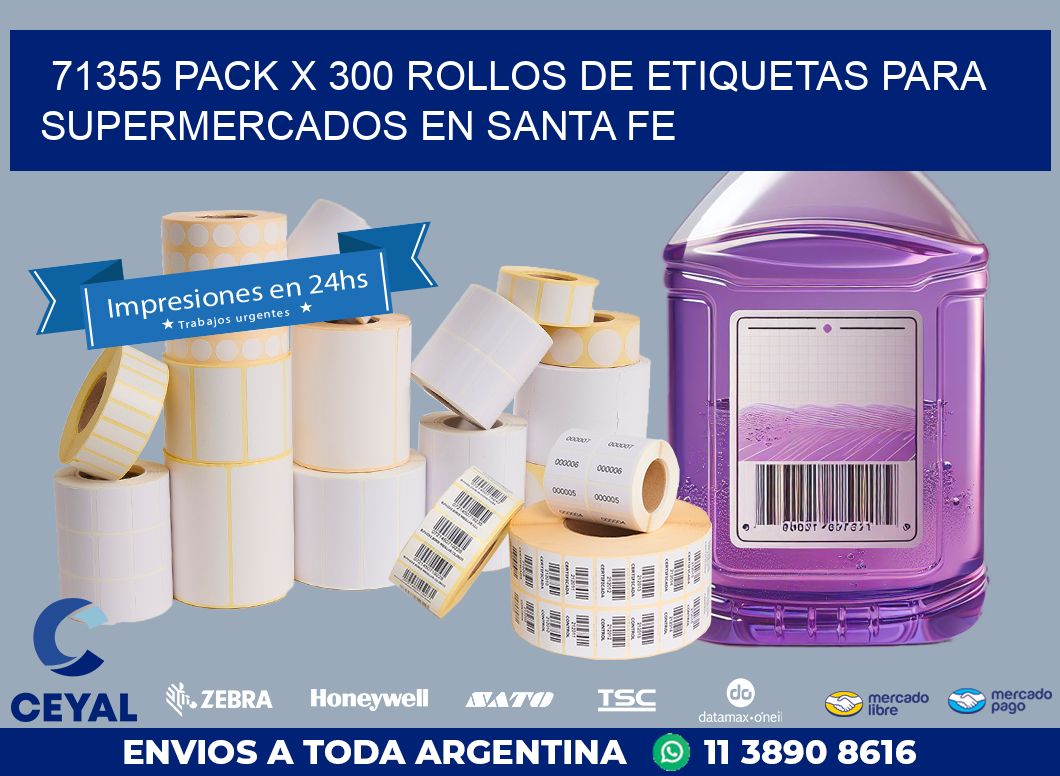 71355 PACK X 300 ROLLOS DE ETIQUETAS PARA SUPERMERCADOS EN SANTA FE