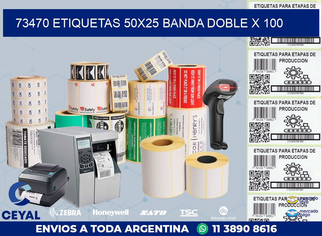 73470 ETIQUETAS 50X25 BANDA DOBLE X 100