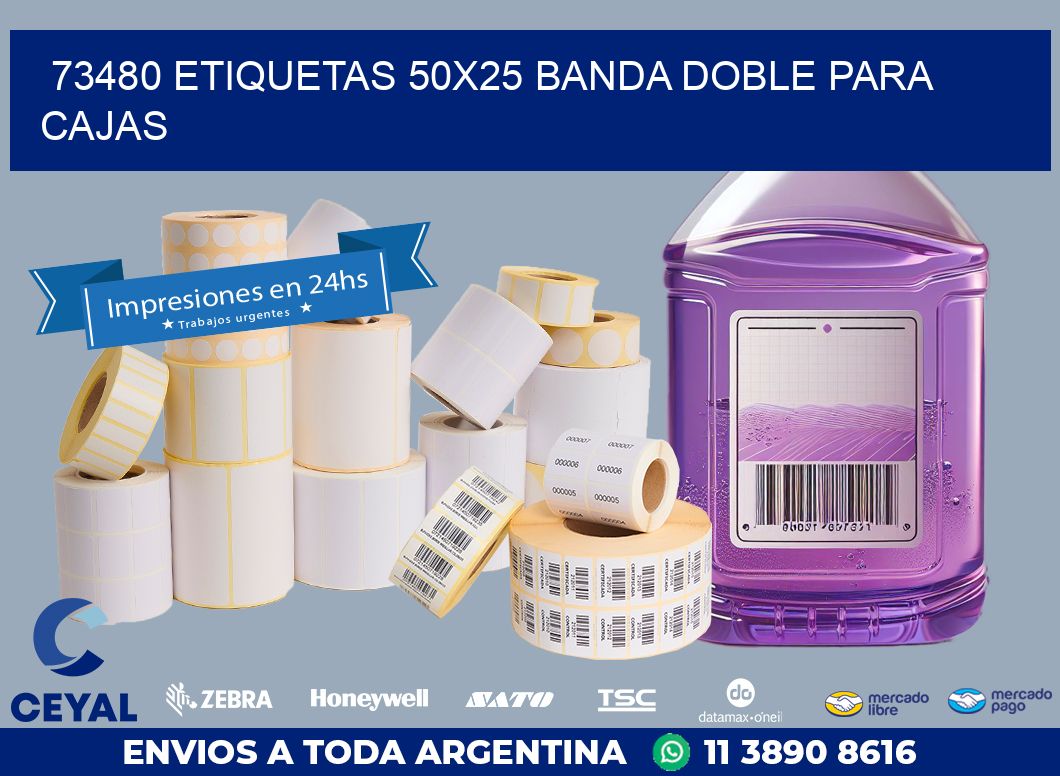 73480 ETIQUETAS 50X25 BANDA DOBLE PARA CAJAS